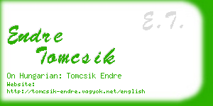 endre tomcsik business card